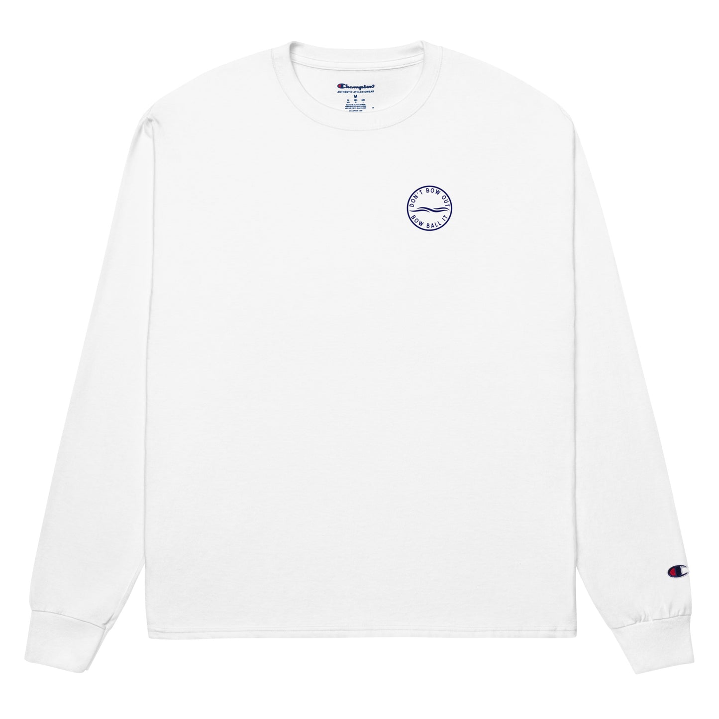 Men's Champion Long Sleeve Shirt (White): Bow Ball It | Waves