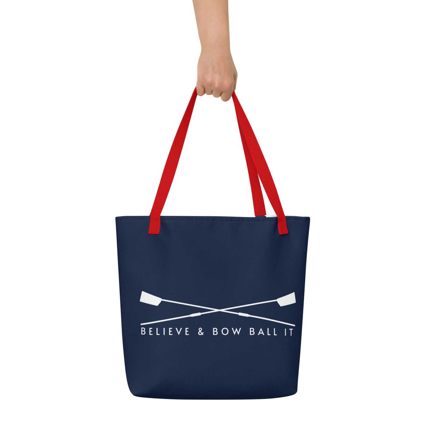 Large Cloth Tote Bag | Believe & Bow Ball It