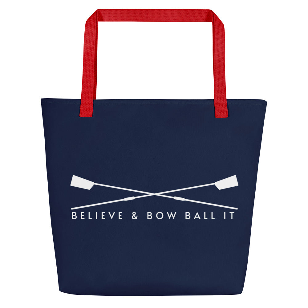 Large Cloth Tote Bag | Believe & Bow Ball It