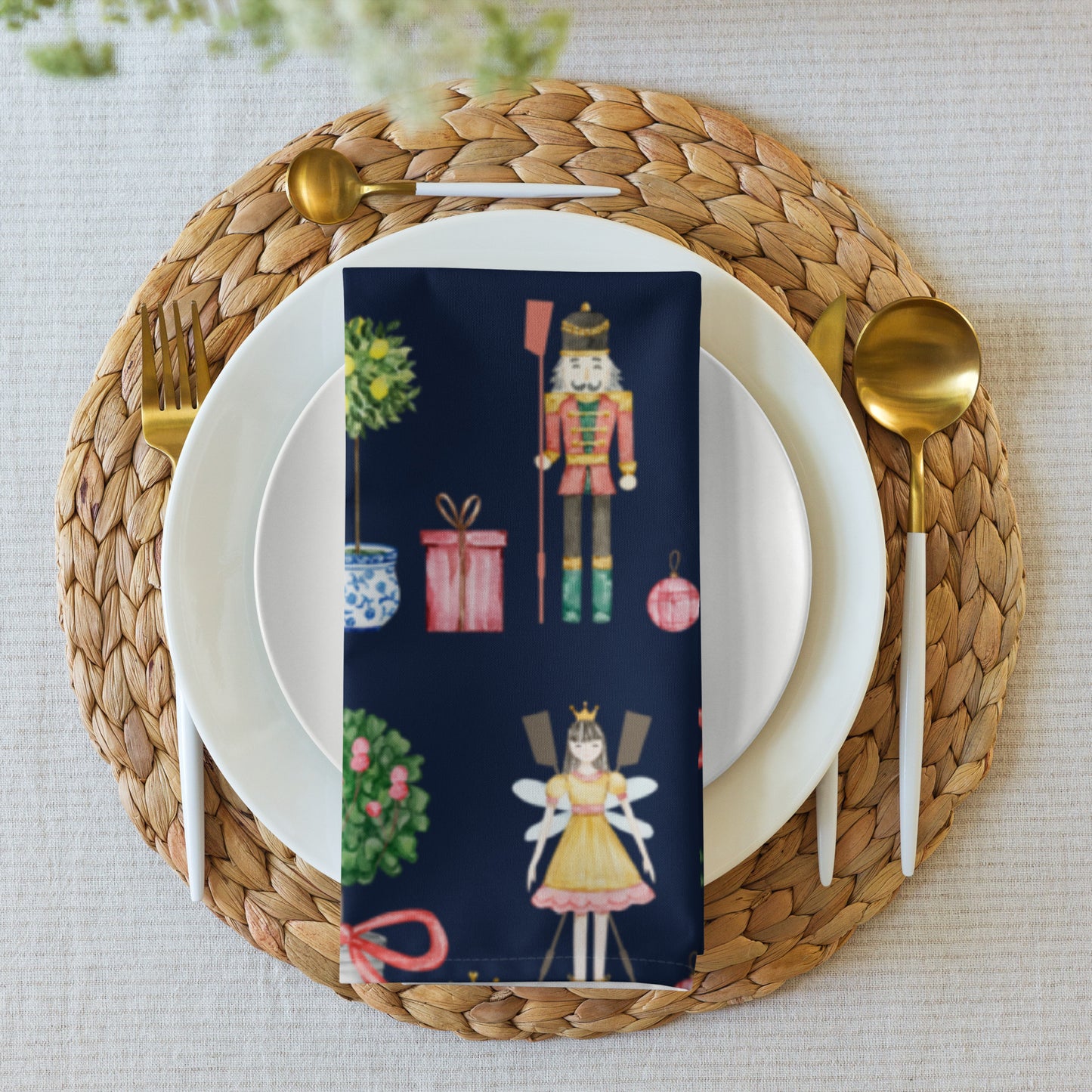 Cloth Napkin Set: Holiday | Happiness