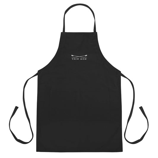 Embroidered Apron: Crew Mom | Black Apron