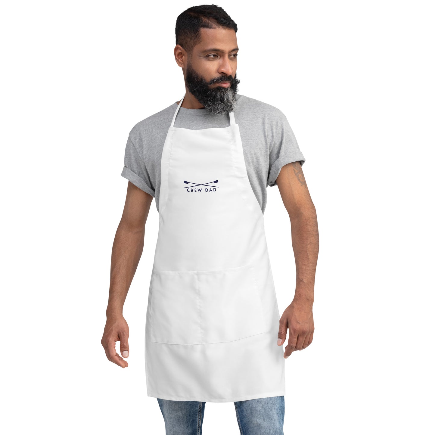 Embroidered Apron: Crew Dad | White Apron