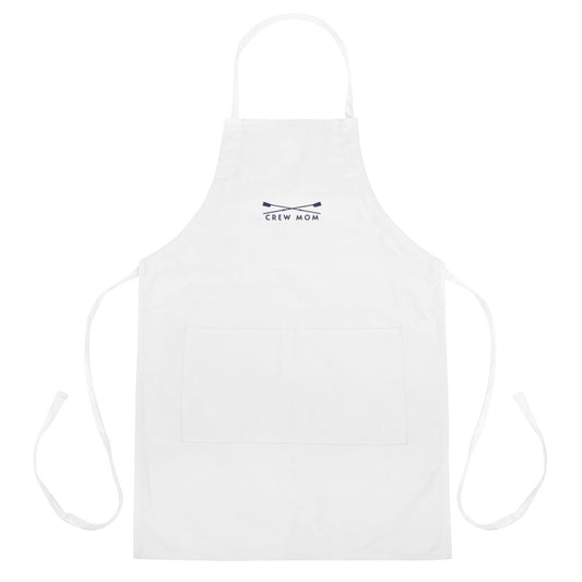 Embroidered Apron: Crew Mom | White Apron