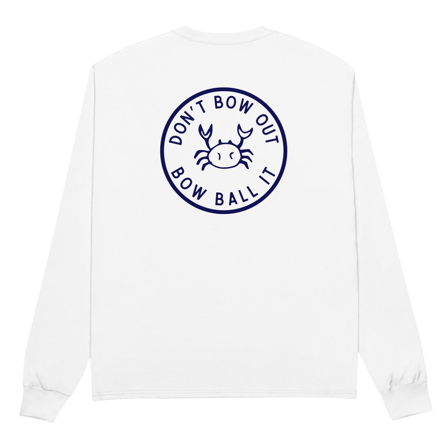 Men's Champion Long Sleeve Shirt (White): Bow Ball It | Crab