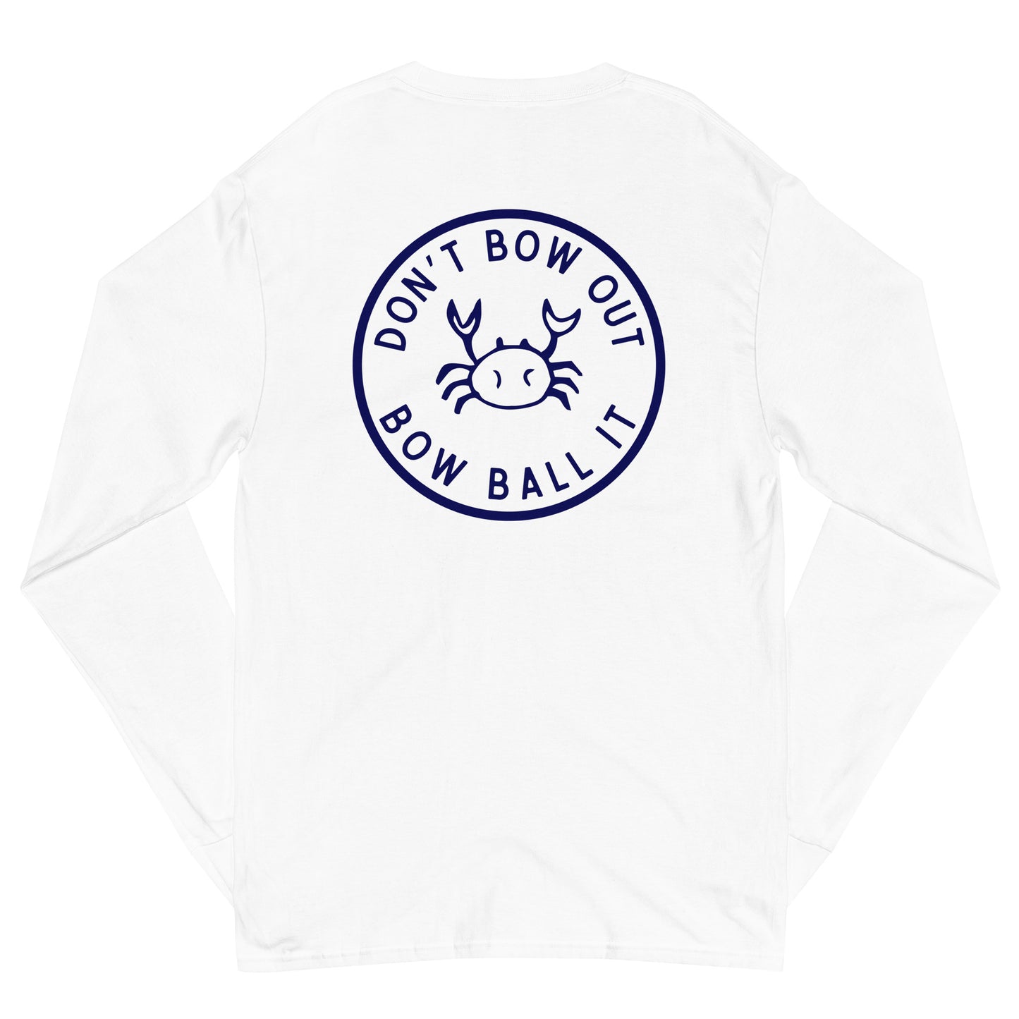 Men's Champion Long Sleeve Shirt (White): Bow Ball It | Crab