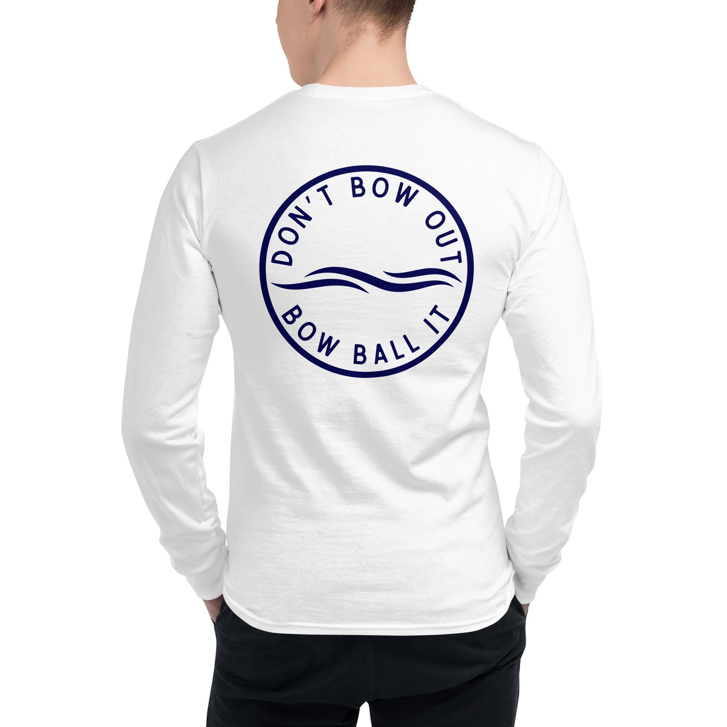 Men's Champion Long Sleeve Shirt (White): Bow Ball It | Waves