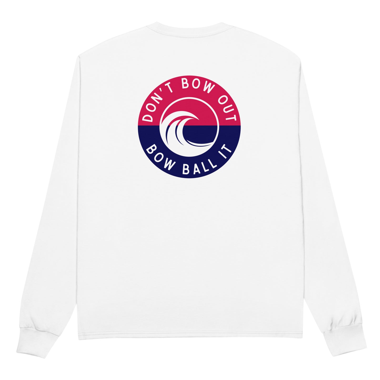 Men's Champion Long Sleeve Shirt (White): Bow Ball It | R, W & B