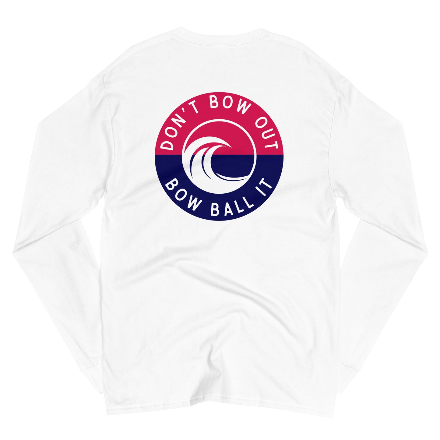 Men's Champion Long Sleeve Shirt (White): Bow Ball It | R, W & B