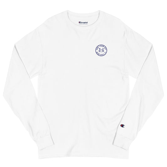 Men's Champion Long Sleeve Shirt (White): Bow Ball It | Crab