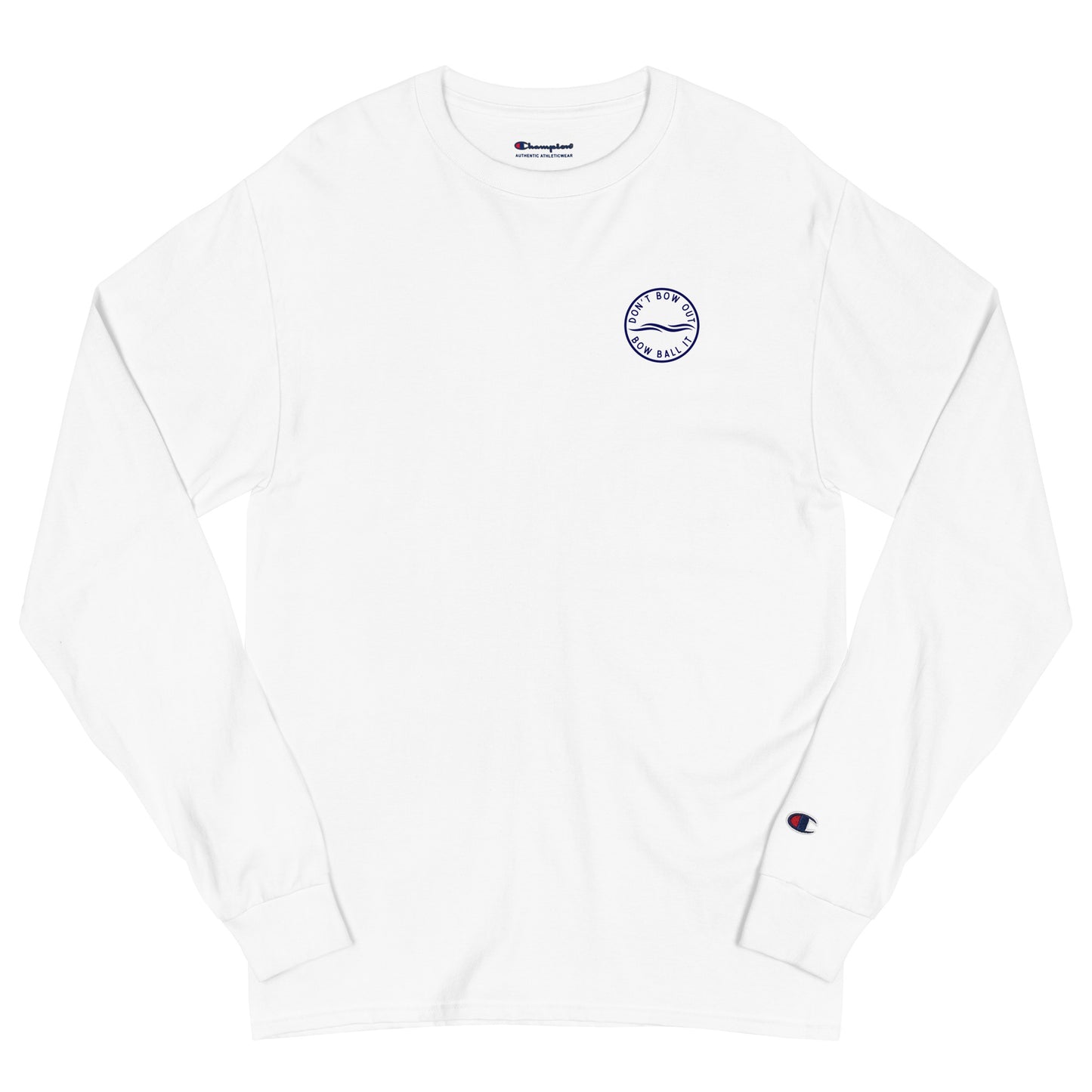 Men's Champion Long Sleeve Shirt (White): Bow Ball It | Waves