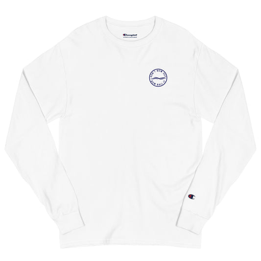 Men's Champion Long Sleeve Shirt (White): Bow Ball It | Waves