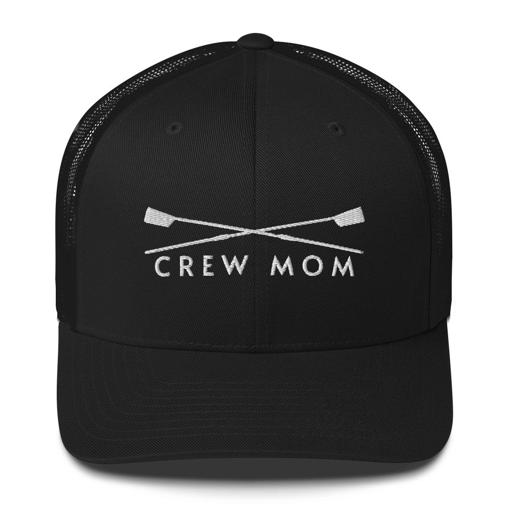 Trucker Cap: Crew Mom [Embroidered in White]