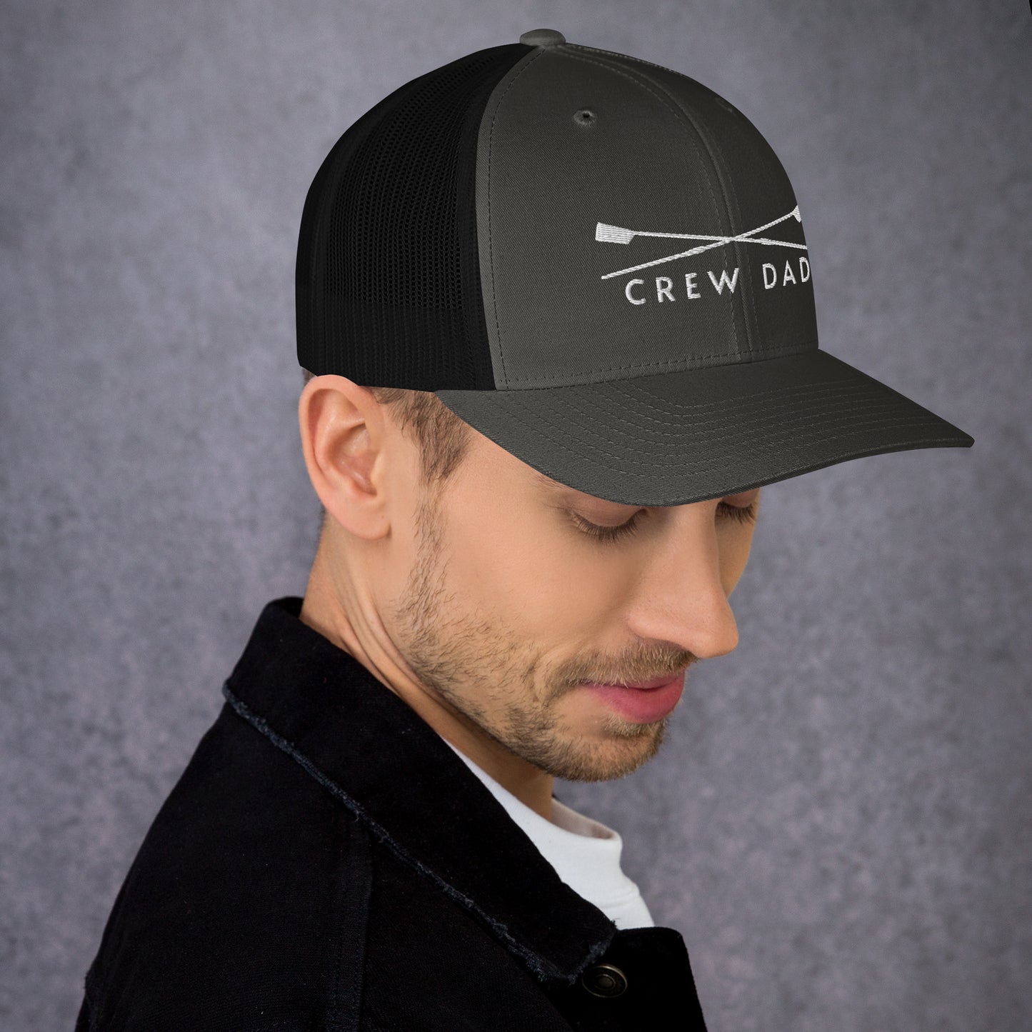 Trucker Cap: Crew Dad [Embroidered in White]