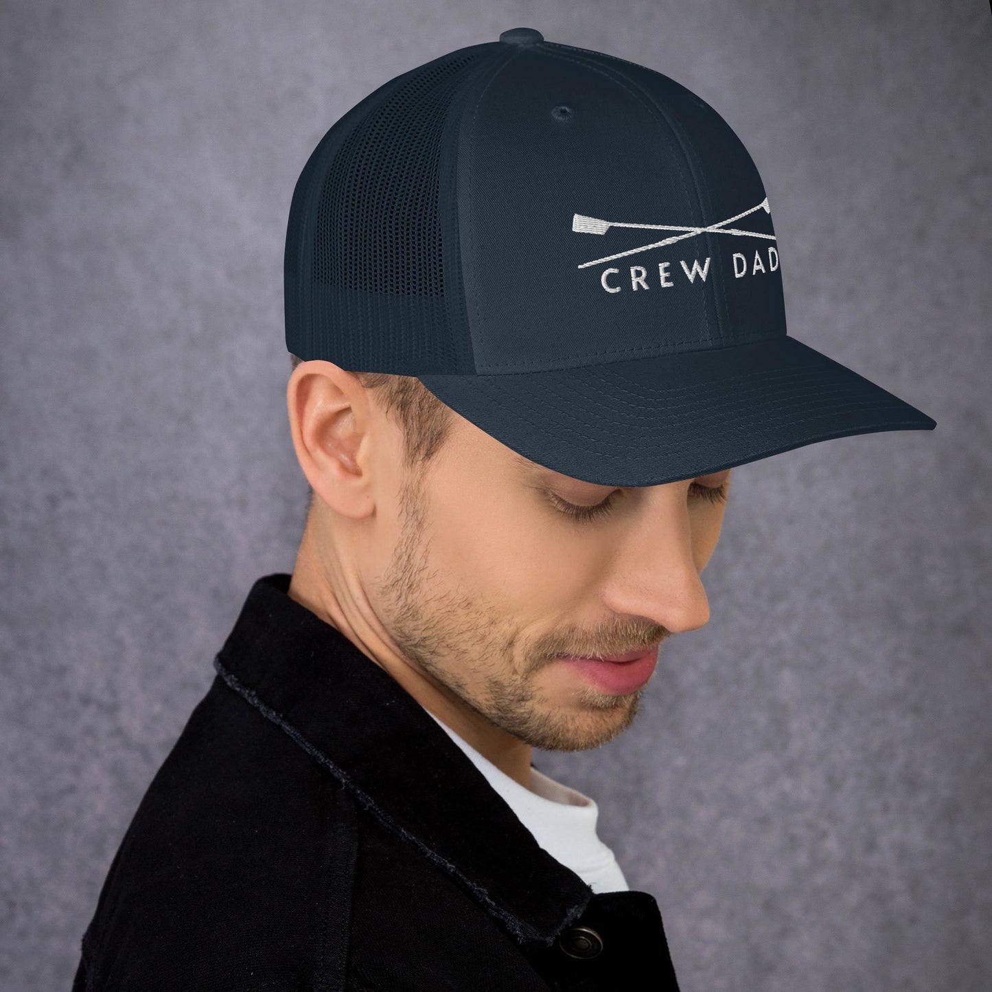 Trucker Cap: Crew Dad [Embroidered in White]