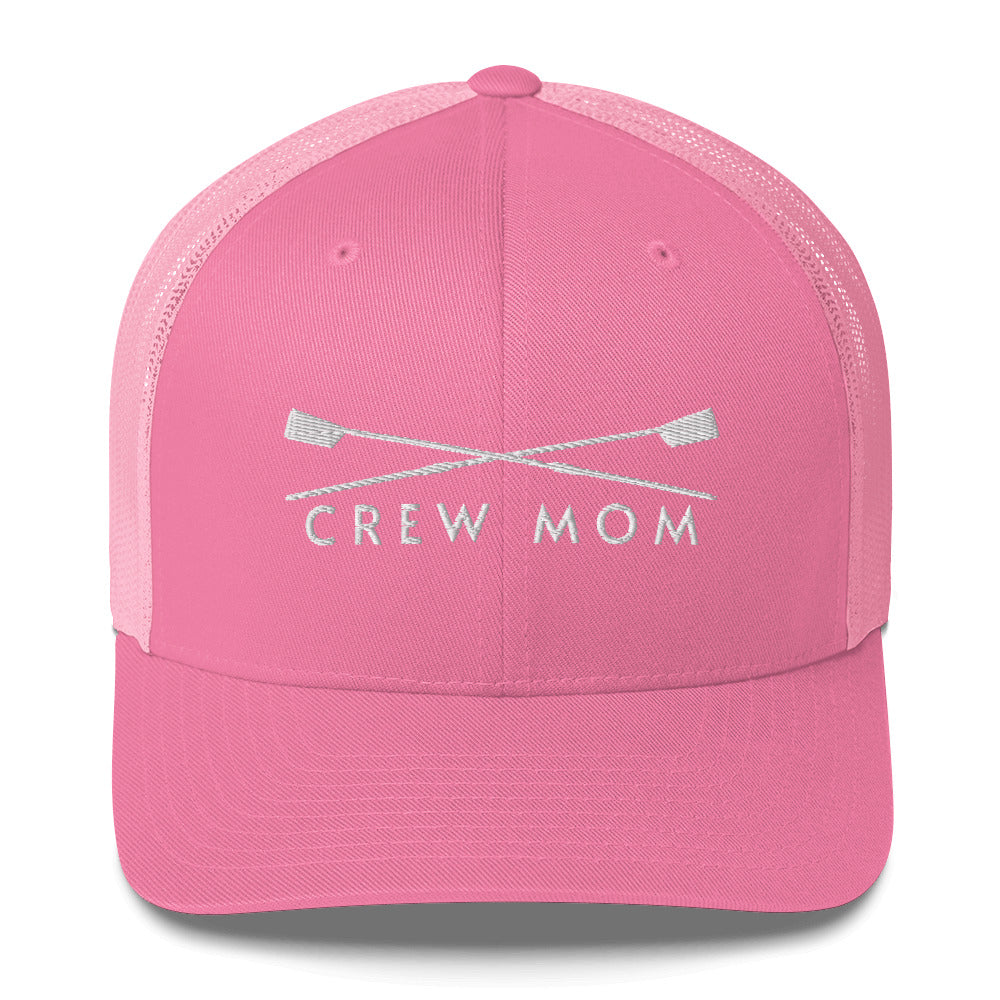 Trucker Cap: Crew Mom [Embroidered in White]