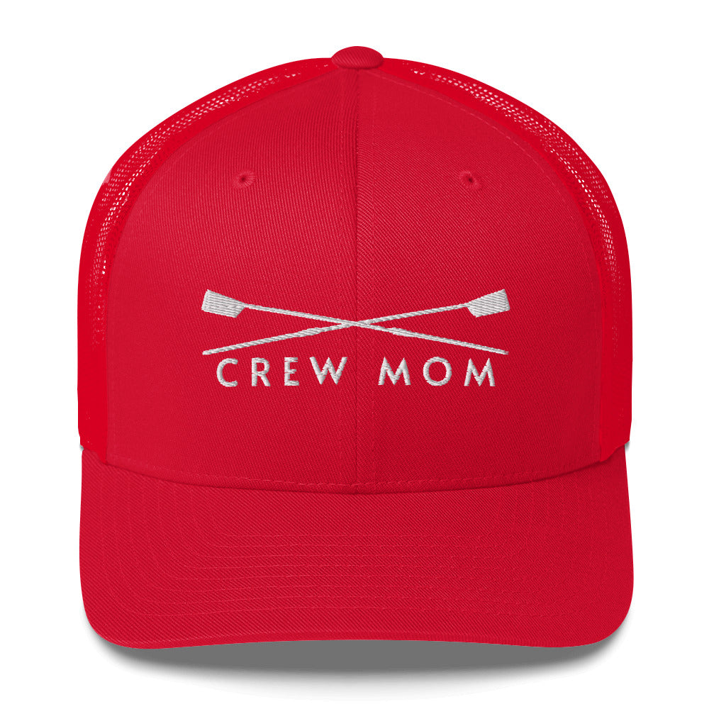 Trucker Cap: Crew Mom [Embroidered in White]