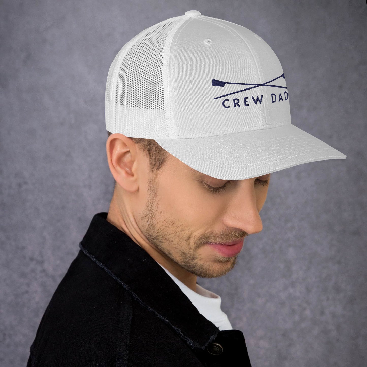 Trucker Cap: Crew Dad [Embroidered in Navy]