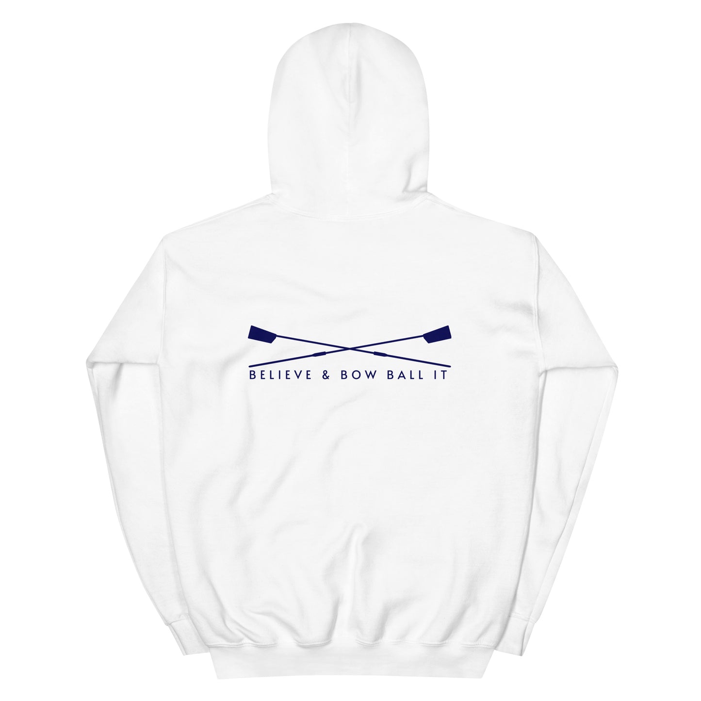 Unisex Hoodie in White: Bow Ball It | Believe & Bow Ball It