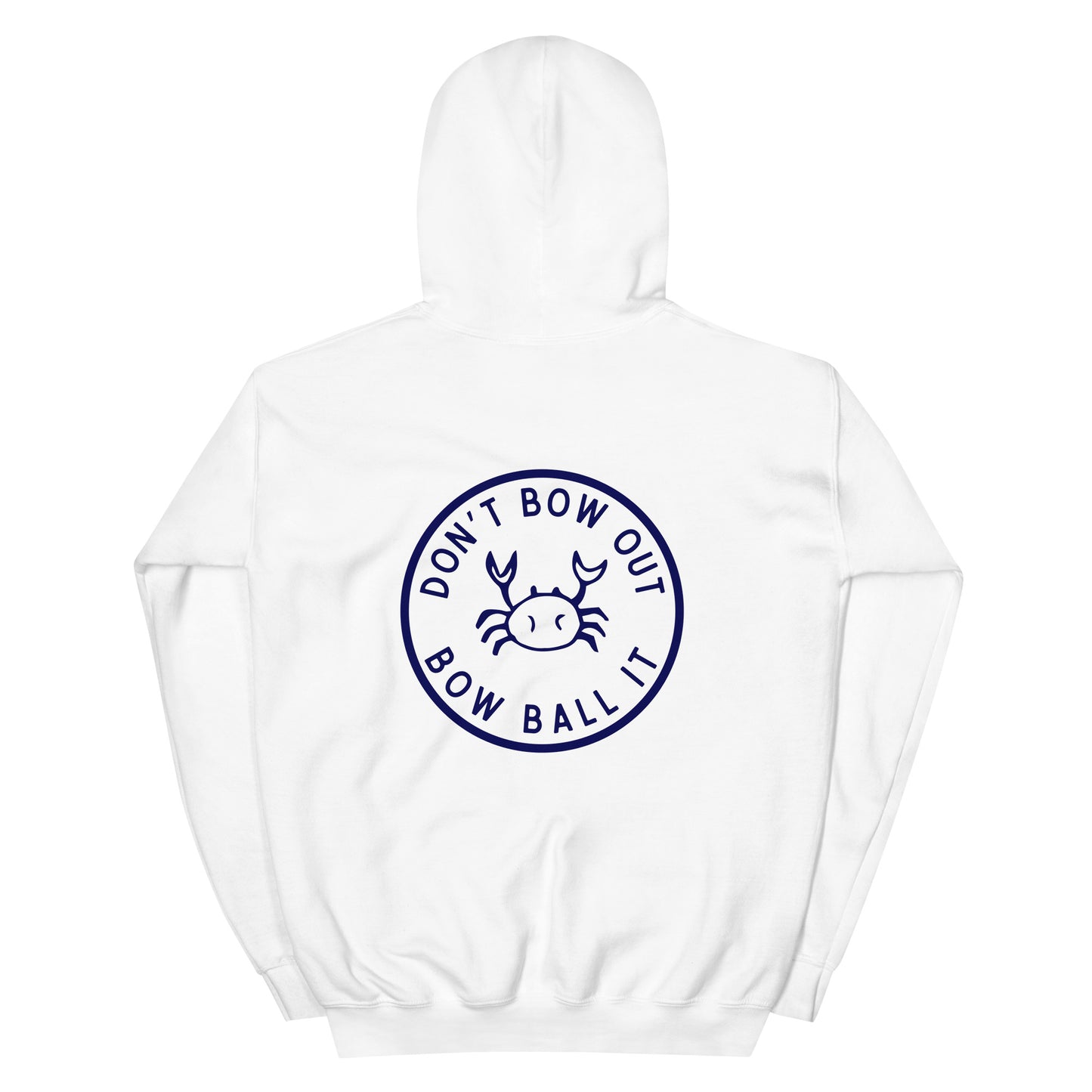 Unisex Hoodie in White: Bow Ball It | Crab