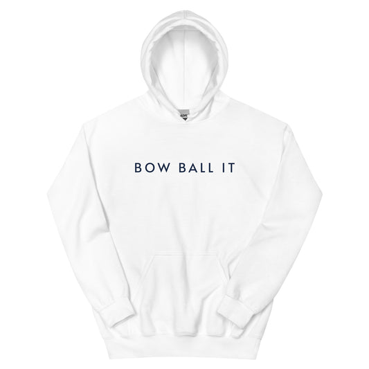 Unisex Hoodie in White: Bow Ball It | Believe & Bow Ball It