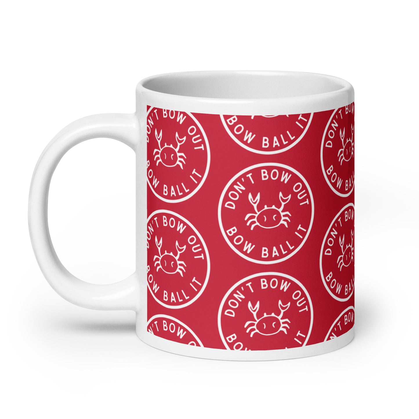 Large Mug: Bow Ball it | Crab | Red