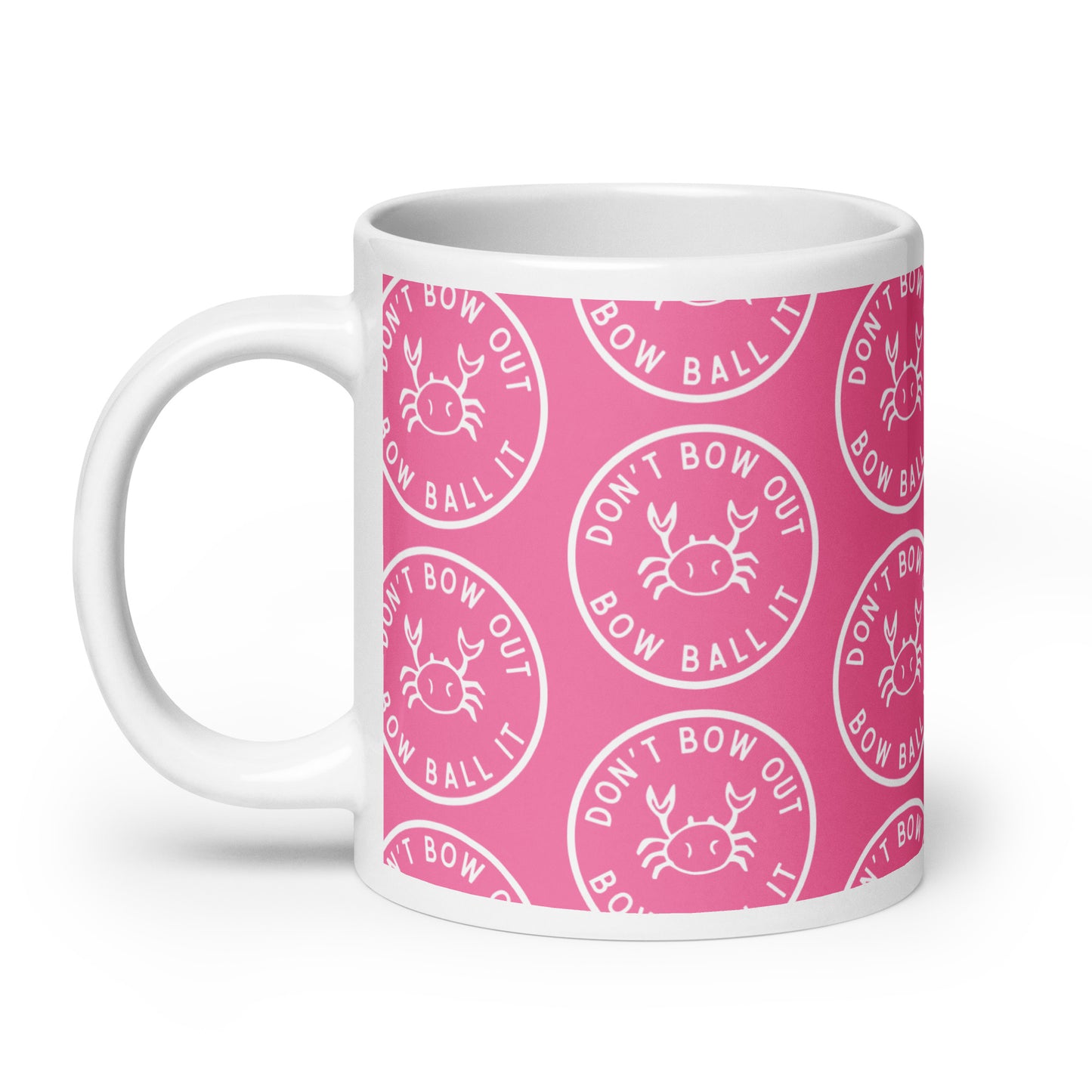 Large Mug: Bow Ball It | Crab | Pink