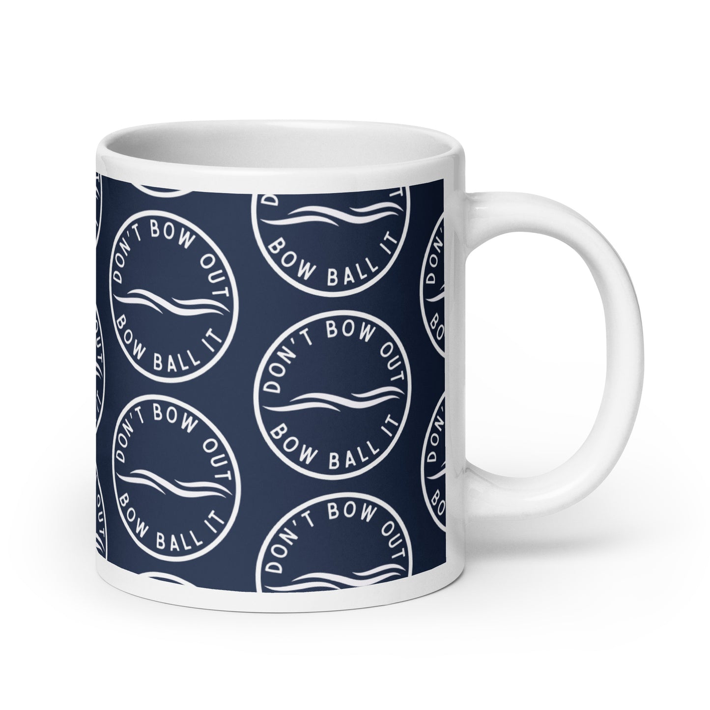 Large Mug: Bow Ball It | Waves | Navy