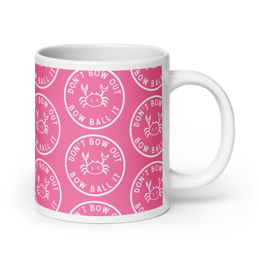 Large Mug: Bow Ball It | Crab | Pink