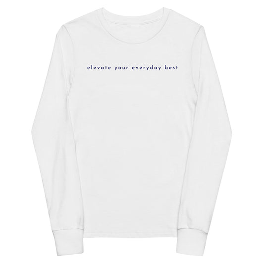 Youth Long Sleeve Tee in White: Elevate | Crab