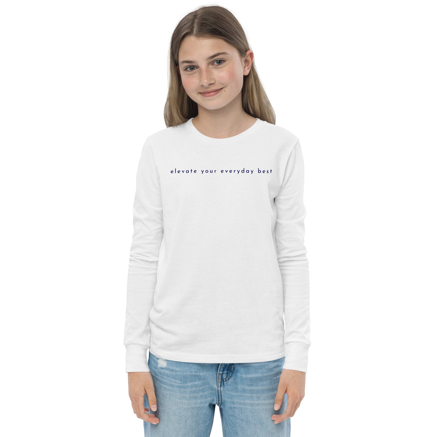 Youth Long Sleeve Tee in White: Elevate | R,W&B