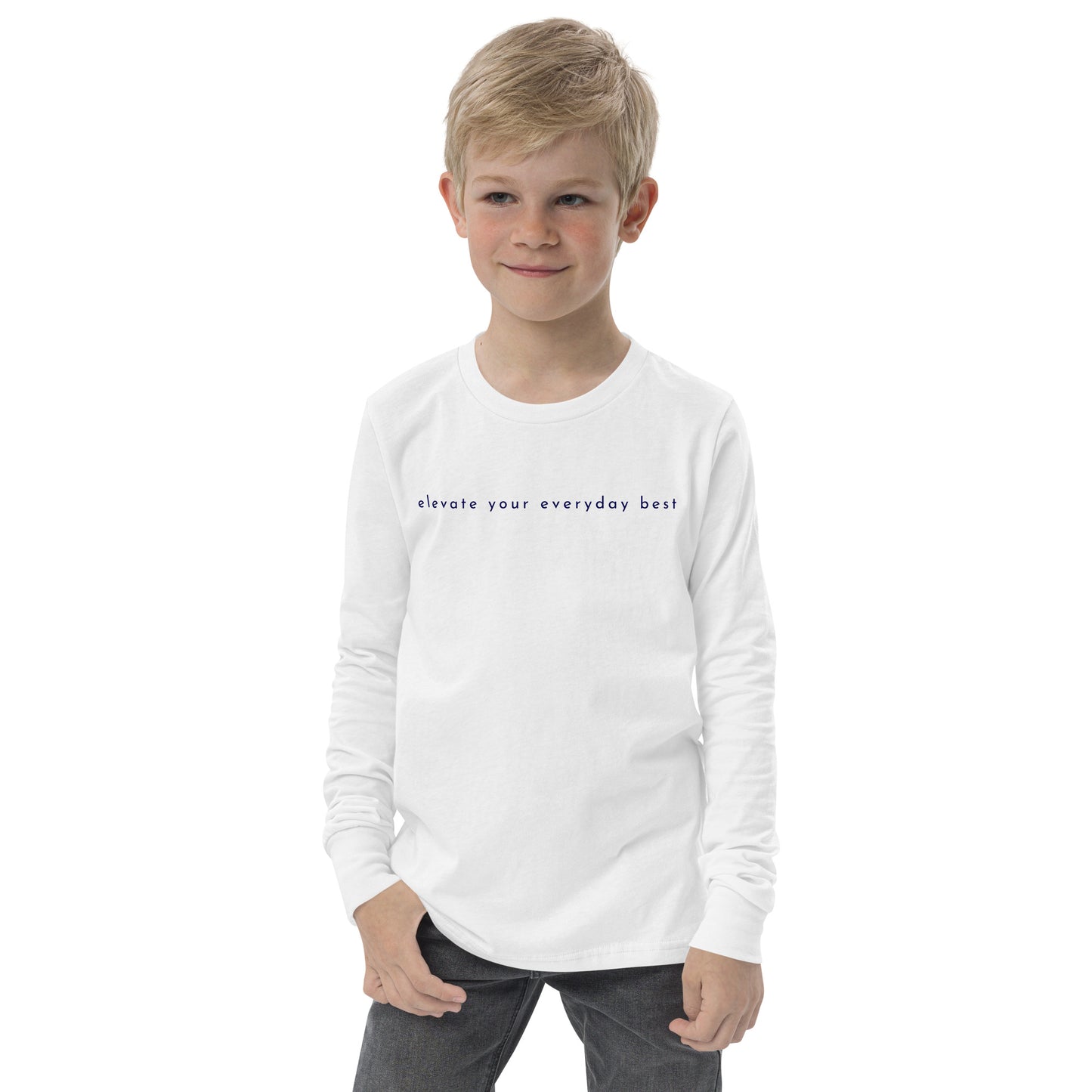 Youth Long Sleeve Tee in White: Elevate | R,W&B